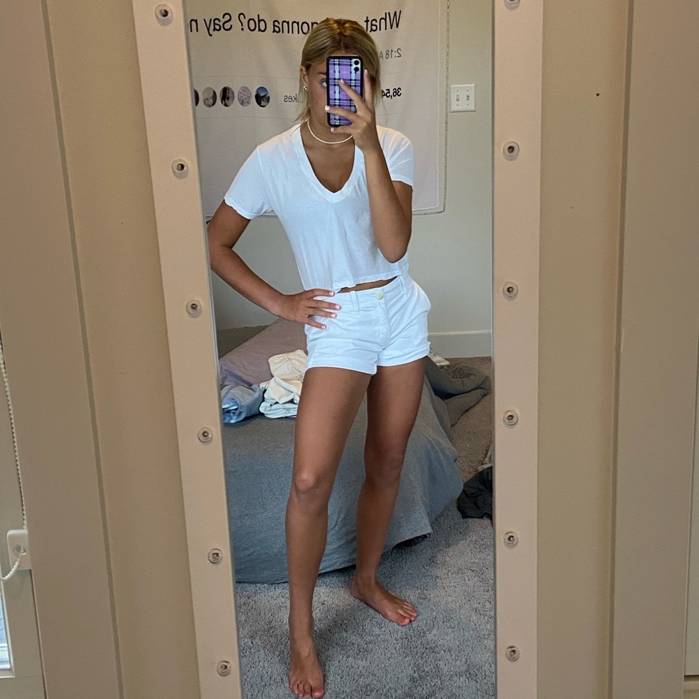 white jean shorts